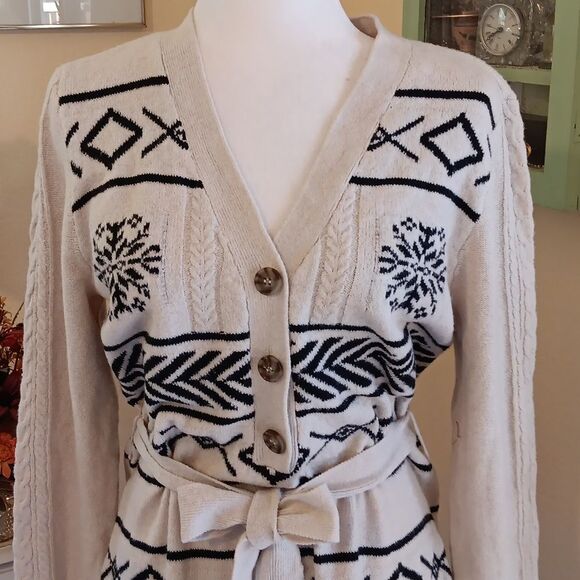 NWT Lucky Brand Jacquard Sweater Dress. - Picture 3 of 15